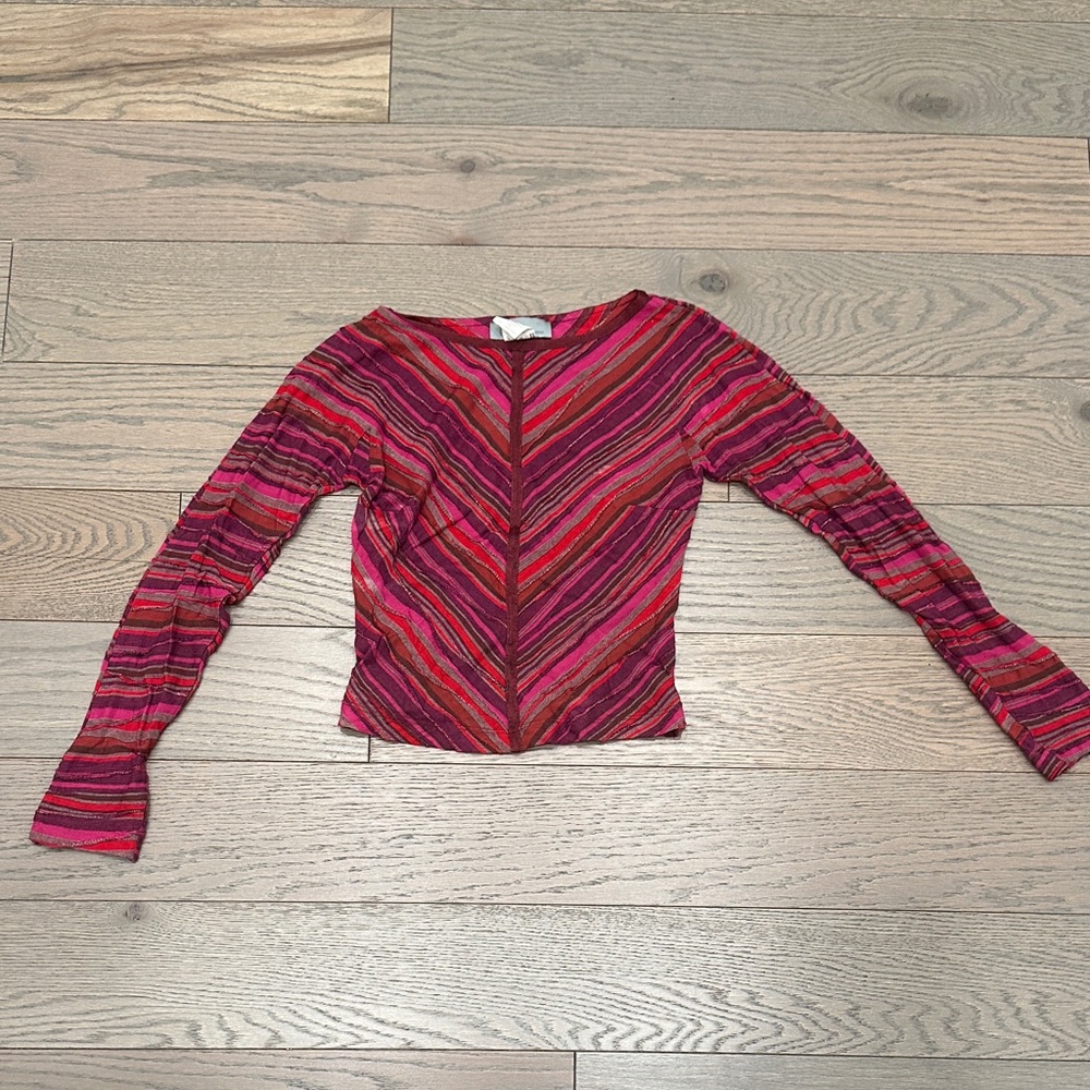Missoni Pink and Red Chevron Long Sleeve Sweater VINTAGE